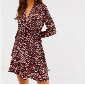 River Island wrap dress. Red leopard print design
